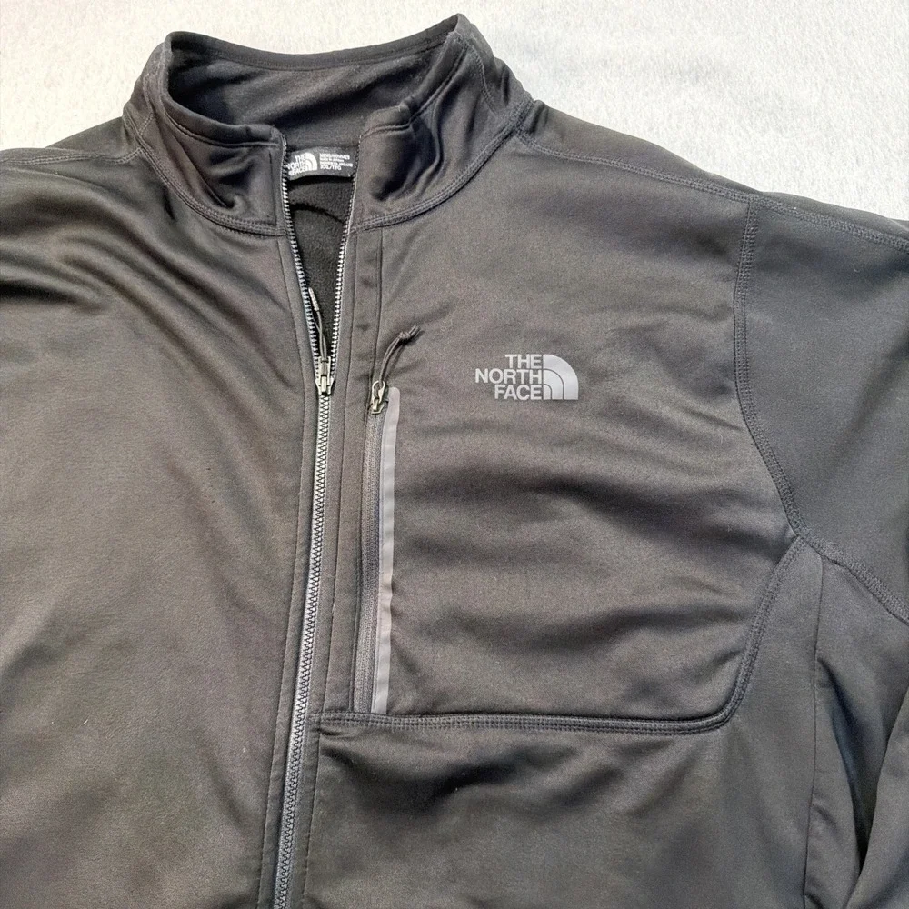 North Face Mens Zip Up Black  Lightweight Fleece Jacket size XXL 2XL VGUC